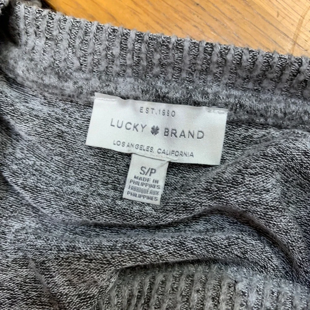 Lucky Brand Womens Grey Marled V-Neck Side Slit Knit Sweater Size‎ S Lightweight